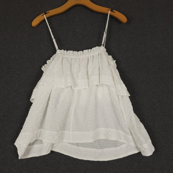 Lilly Pulitzer White Tiered‎ Ruffle Spaghetti Strap Tank Top M - Picture 4 of 9